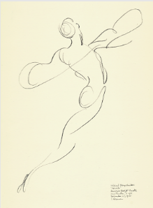 Drawing by Stanley Roseman of Mikhail Baryshnikov as Prince Albrecht, "Giselle," American Ballet Theatre, 1975, Albertina, Vienna.