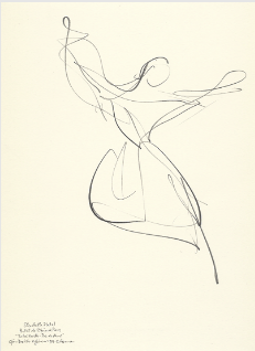 Drawing by Stanley Roseman of Paris Opera star dancer Elisabeth Platel, "Tchaikovsky Pas de Deux," 1996, Musee d'Art Moderne et Contemporain, Strasbourg.
