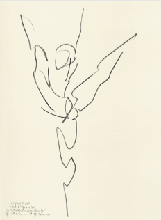 Drawing by Stanley Roseman of Wilfried Romoli, 1993, Paris Opra Ballet, "In the Middle, Somewhat elevated," pencil on paper, Palais des Beaux-Arts, Lille.  Stanley Roseman 