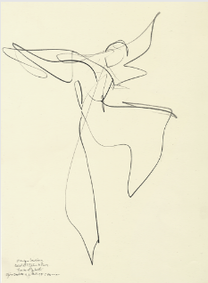 Drawing by Stanley Roseman of Paris Opera star dancer Monique Loudieres, "Romeo and Juliet," 1995, British Museum, London.  Stanley Roseman 