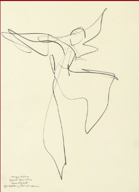 Drawing by Stanley Roseman of Paris Opera star dancer Monique Loudieres, "Romeo and Juliet," 1995, British Museum, London