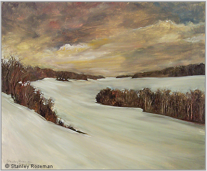 Stanley Roseman "Fields and Woodlands in Winter," 2006, oil on canvas, Private collection, France.  Stanley Roseman