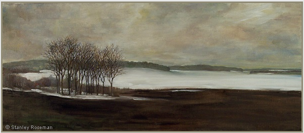 Landscape painting by Stanley Roseman , "Winter Landscape in Lorraine," 2008, oil on canvas, Private collection, Virginia.  Stanley Roseman   