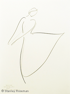 Drawing by Stanley Roseman of Paris Opra star dancer Agns Letestu as Myrtha in "Giselle," 1998, Pencil on paper. Collection of the artist.  Stanley Roseman 