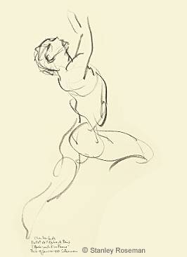 Drawing by Stanley Roseman of Paris Opra star dancer Charles Jude in "L'Aprs-midi d'un Faune," 1990, pencil on paper, Bibliothque Nationale de France, Paris.  Stanley Roseman