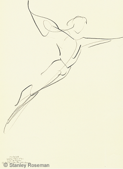Drawing by Stanley Roseman of Paris Opera star dancer Charles Jude, "Swan Lake," 1994, pencil on paper, Collection of the artist.  Stanley Roseman 
