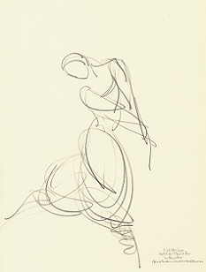 Drawing by Stanley Roseman of Clotilde Vayer, 1992, Paris Opra Ballet, "La Bayadre," pencil on paper, Muse d'Art Moderne et Contemporain, Strasbourg.  Stanley Roseman