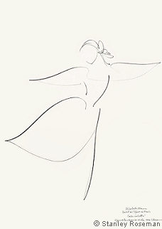 Drawing by Stanley Roseman of Paris Opera star dancer Elisabeth Maurin, "The Nutcracker," 1996, Uffizi Gallery, Florence.  Stanley Roseman   