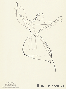 Drawing by Stanley Roseman of Paris Opra star dancer Elisabeth Platel, "Tchaikovsky Pas de Deux," 1996, pencil on paper, Muse d'Art Moderne et Contemporain, Strasbourg.  Stanley Roseman