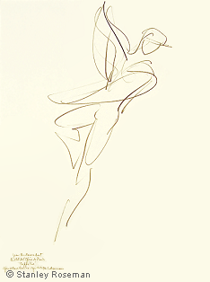 Drawing by Stanley Roseman of Paris Opera star dancer Jean-Guillaume Bart, "Copplia," 1996, Pencil on paper, Private collection, New York.  Stanley Roseman