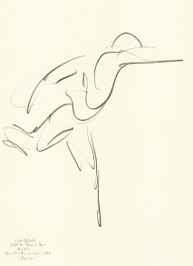Drawing by Stanley Roseman of Paris Opra star dancer Kader Belarbi as Duke Albrecht in "Giselle," 1993, pencil on paper, Bibliothque Nationale de France, Paris.  Stanley Roseman