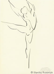 Drawing by Stanley Roseman of Paris Opra star dancer Laurent Hilaire, "Ninth Symphony of Beethoven," 1996, Private collection, Maine.  Stanley Roseman 