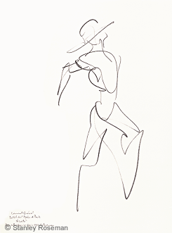 Drawing by Stanley Roseman of Paris Opera principle dancer Laurent Queval, as a farmer in Mats Ek's version of "Giselle," 1993, Private collection, France.