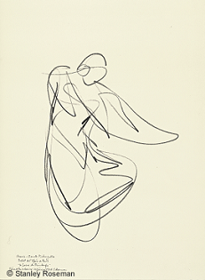 Drawing by Stanley Roseman of Paris Opra star dancer Marie-Claude Pietragalla, "The Rite of Spring," 1994, Bibliothque Nationale de France.  Stanley Roseman