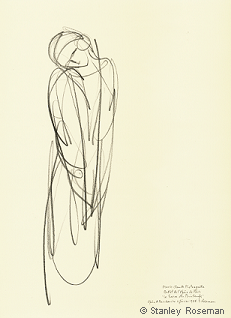 Drawing by Stanley Roseman of Paris Opra star dancer Marie-Claude Pietragalla, "The Rite of Spring," 1994, Private collection, New York.  Stanley Roseman