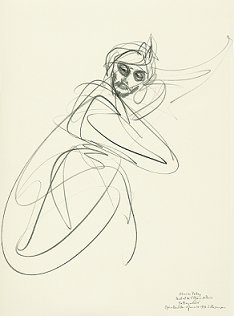Drawing by Stanley Roseman of Paris Opera premier dancer Olivier Patey, "La Bayadre," 1996, Muse Ingres, Montauban.  Stanley Roseman 