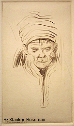Drypoint engraving by Stanley Roseman, "Portrait of a Saami Man," 1977, Private collection, Michigan.  Stanley Roseman